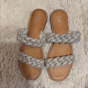 Women's Silver Braided Sandals